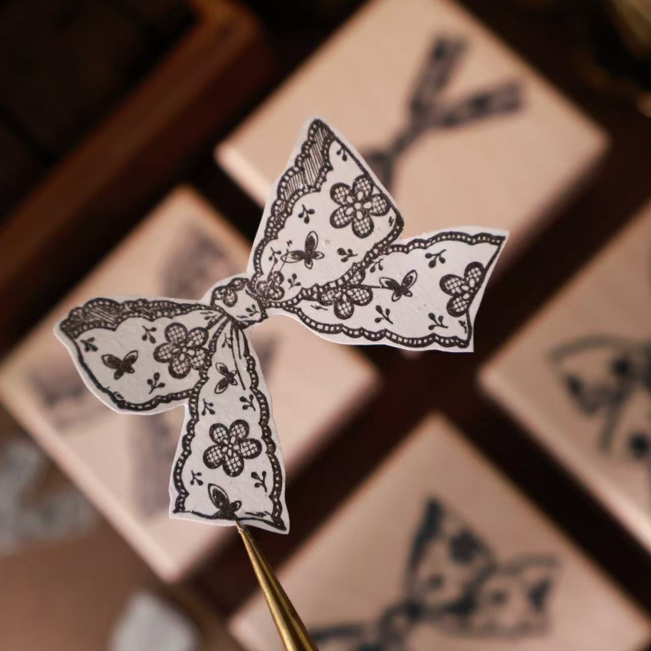 Ribbon Bow Wooden Stamp For Journaling and Scrapbooking