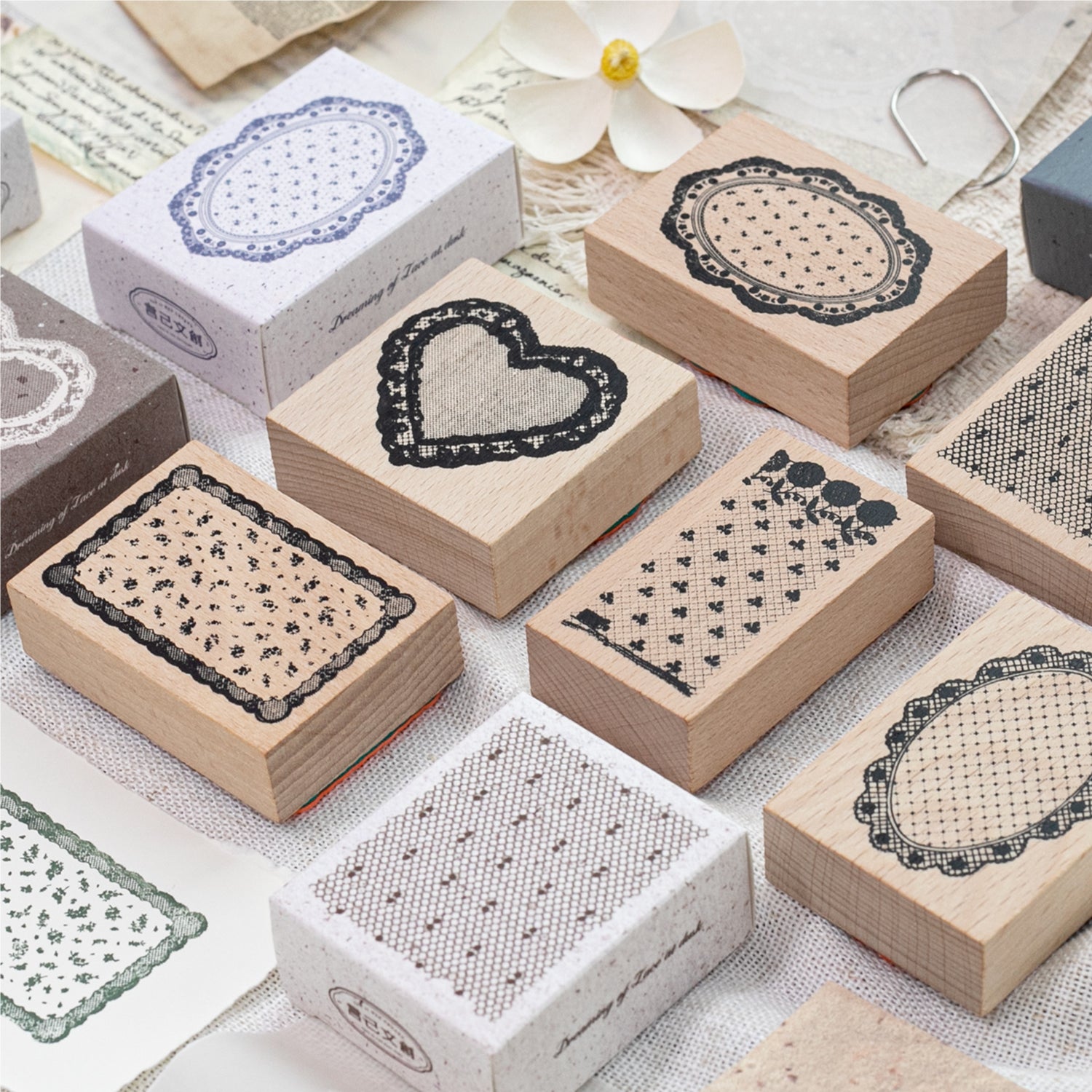 Dusk Dreaming of Lace Wooden Stamp for Journaling and Scrapbooking