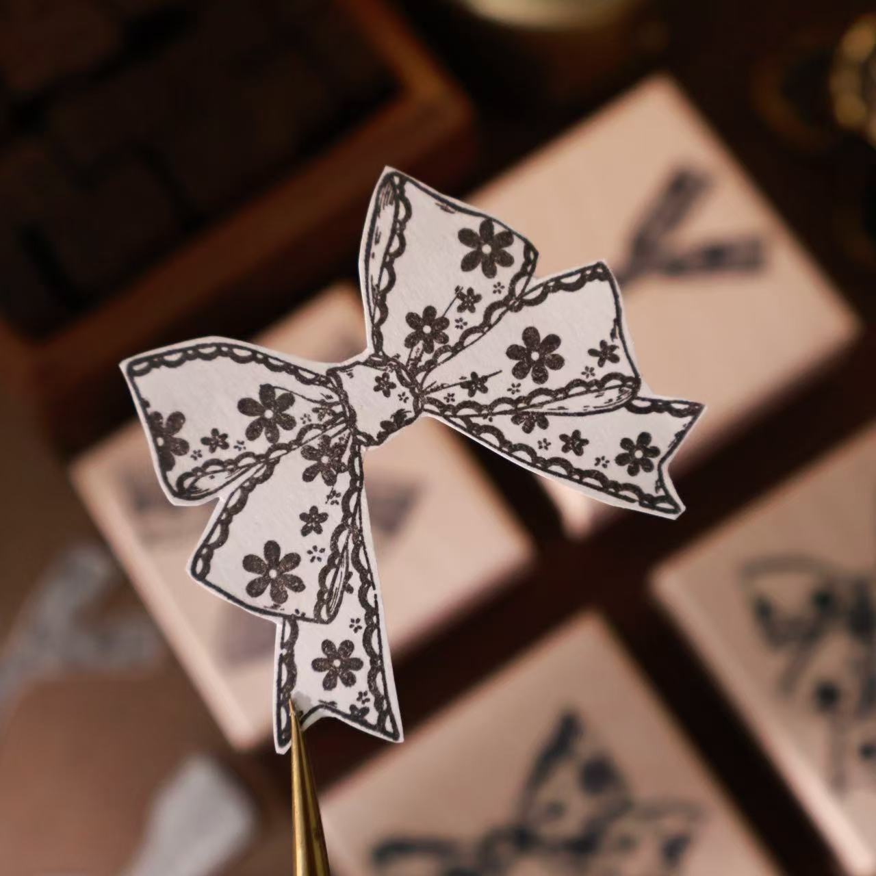 Ribbon Bow Wooden Stamp For Journaling and Scrapbooking