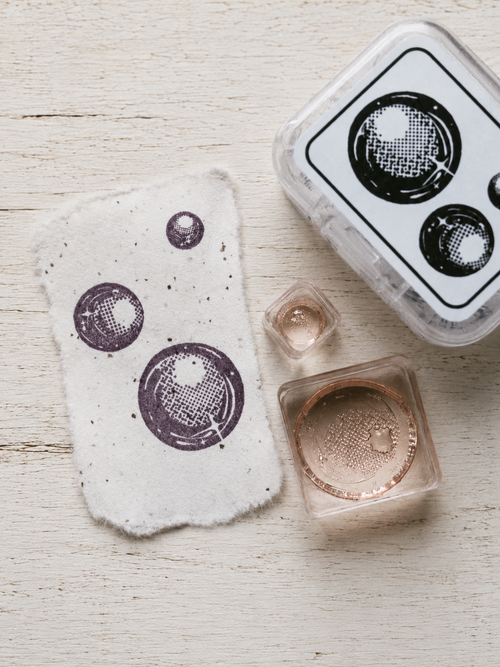 Bubbles Acrylic Stamp , suitable for making vintage journals and scrapbooks.