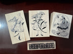 Flowers and Girl Wooden Stamp